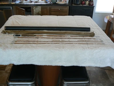 Caña de pescar con mosca Shakespeare de 9 pies de bambú de 3 piezas A-1362B de colección con funda-punta extra Foto 1 de 4