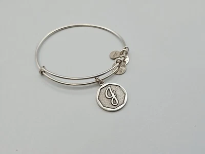  Alex & Ani Silver  Initial " J  "    Monogram Silver Charm  Bangle  Bracelet ✨️ - Image 1 of 4