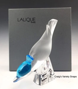LALIQUE Crystal Blue Bird Pilmico Head, Boxed - Picture 1 of 24