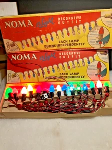 VINTAGE 1950`s NOMA 15 BULB INDOOR CHRISTMAS TREE ELECTRIC LIGHT SET WITH BOX - Picture 1 of 10