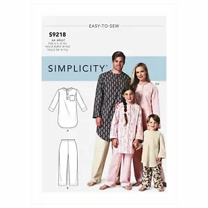 Tunica e pantaloni Simplicity CUCIRE PATTERN S9218 miss e uomo o bambino - Foto 1 di 3