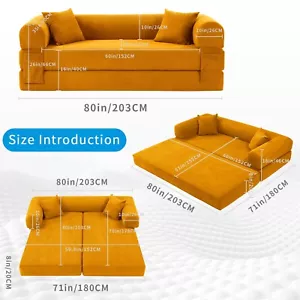 Compression Sofa - Convertible Floor Foldable Sofa Bed - with Pillow Corduroy - Picture 1 of 81