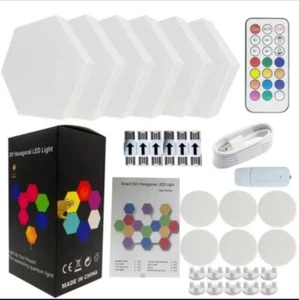 12 lámparas nocturnas LED LED táctiles cuánticas hexagonales/control remoto de luz de pared - Imagen 1 de 7