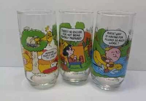 McDonald’s Camp Snoopy Collection 1-1965 2-1968 Glasses Set of 3 Schulz Vintage - Picture 1 of 12
