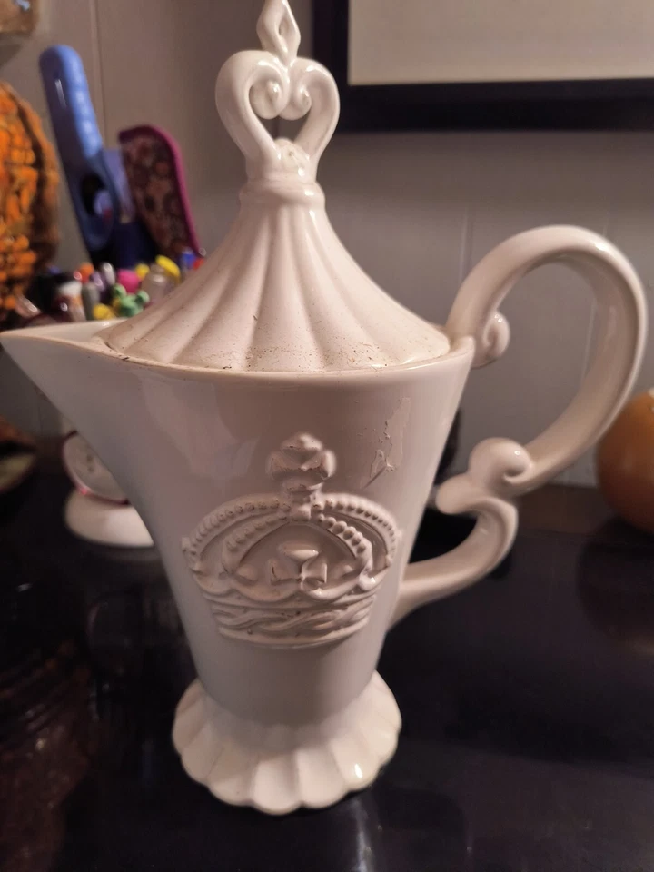 Tetera/cafetera Blue Sky Ceramics 2009 alta de cerámica blanca aspecto de encalado Foto 1 de 4