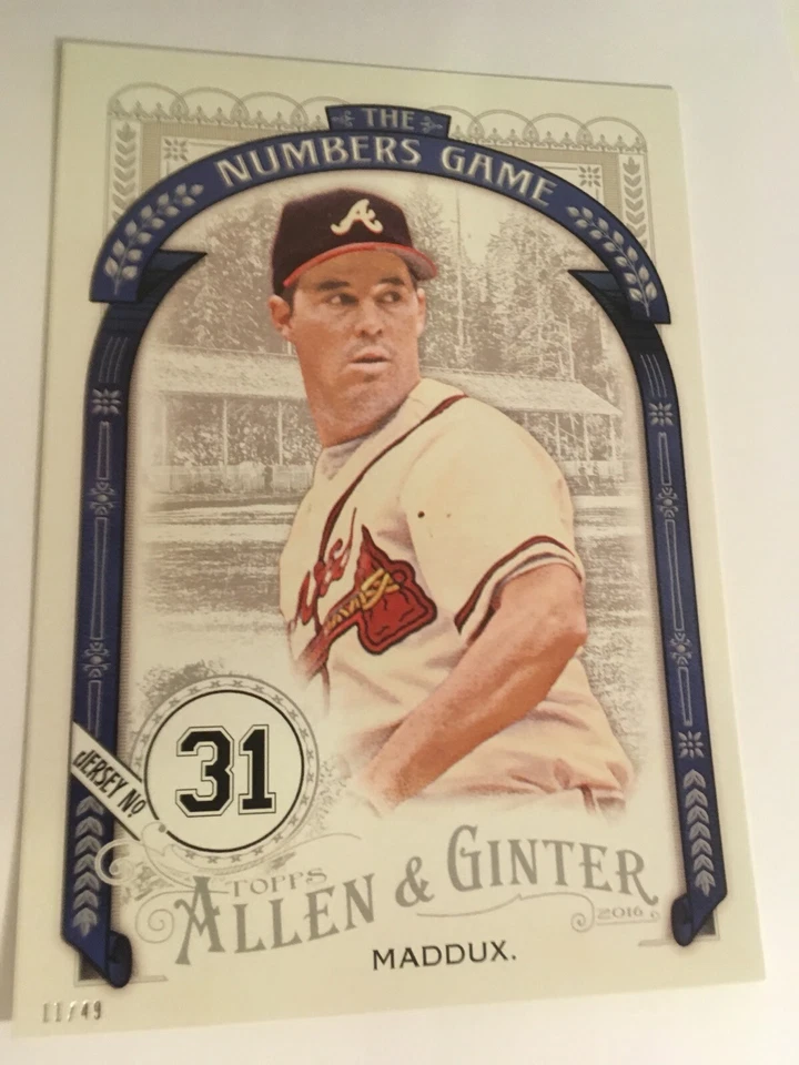 2016 Topps Allen & Ginter Jumbo 5x7 Numbers Game Greg Maddux Braves #’d /49 - Image 1 of 1