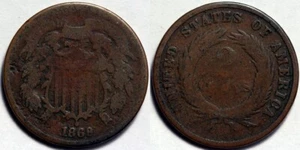 1869 Two Cent Piece - Picture 1 of 1