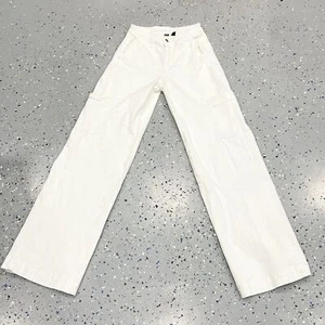 American Eagle Womens Sz 2 White Super High Rise Baggy Wide Leg Cargo Jeans - Picture 1 of 11