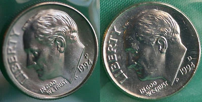 1994 P and D Roosevelt Dime 2 Coins from US Mint Set BU Cellos Ten Cents Two 10c - Image 1 of 3