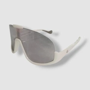 $405 Moncler ML 0230 21C Unisex White Visseur Shield Shades Sunglasses 142-125 - Picture 1 of 9