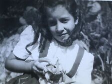 1940’s Vintage PHOTO Cute School Girl Hols Pet Guinea Pig