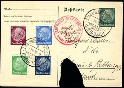 GERMANY,  1938 LUFTSCHIF GRAFF ZEPPELIN @ RHEIN-MAIN Postcard Owned - Image 1 of 2