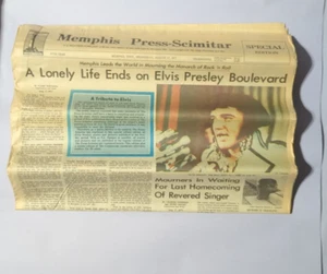 ELVIS PRESLEY DEATH NEWSPAPER MEMPHIS PRESS-SCIMITAR AUGUST 17, 1977 - Picture 1 of 5