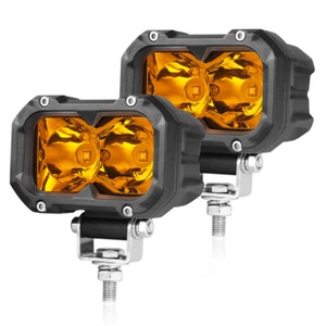 2X 4inch LED Work Light Bar Spot Cube Pods Amber Driving Fog Lamps Offroad 3" US - Picture 1 of 12