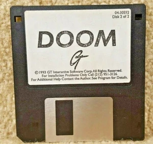 De colección 1993 IBM PC 3,5 pulgadas disquete GT software interactivo juego Doom b - Imagen 1 de 2