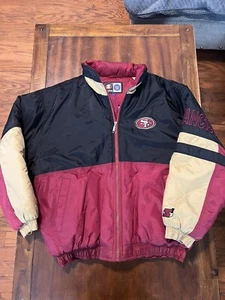 Vintage San Francisco 49ers Black/Red Starter Jacket Size Large Pro Line - Bild 1 von 14