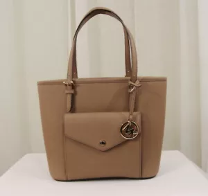 Borsa tote nuova con etichette Michael Kors Medium Jet Set pelle saffiano tasca a scatto cachi scuro - Foto 1 di 12