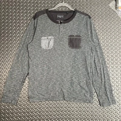 Sovereign Code Gray Long Sleeve Henley Shirt Casual Wear Men's Size Large - Image 1 of 4