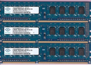 6GB 3x2GB PC3-10600 DDR3-1333 NANYA NT2GC64B88G0NF-CG Desktop Memory Kit BLUE - Picture 1 of 2