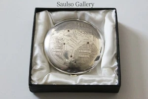 RARE SILVER ANTIQUE c.1900 COMPACT BOX MAP OF INDIA REAL RUBIES - Picture 1 of 6