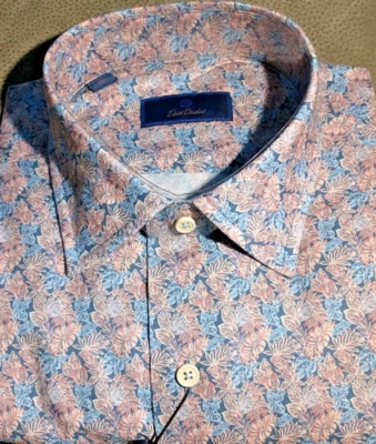 NWT David Donahue Men's Size M Short Sleeve Button Down Shirt Fancy Abstract Flo - Image 1 of 4