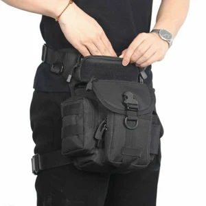 Tactical Waterproof Motorcycle Waist Military Drop Leg Bag Fanny Pack Hip Rider - Picture 1 of 21