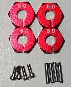 12mm ALUMINIUM WHEEL HEX UPGRADE 1:10 / 1:12 RC CAR 4pcs 5mm WIDE RED UK SELLER - Picture 1 of 7