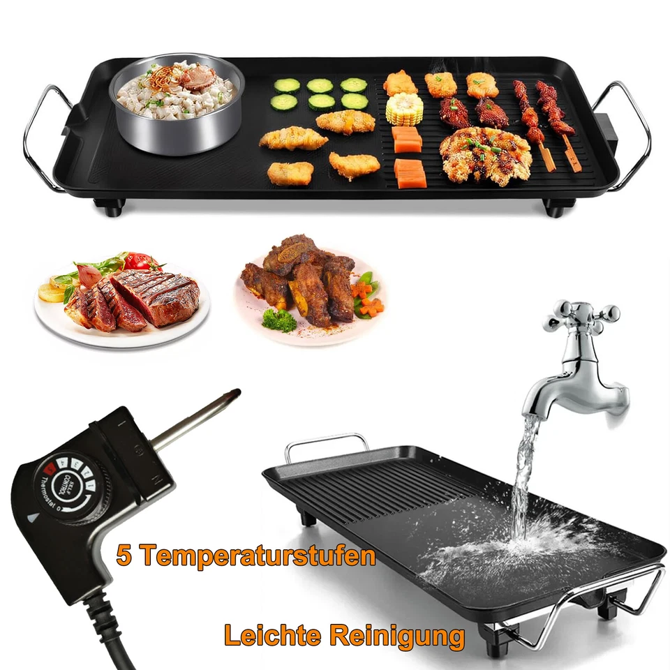 Elektrischer Grill Tischgrill Teppanyaki Grillplatte mit Antihaftbeschichtung - Bild 1 von 4