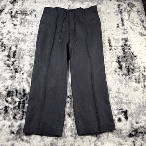 Lauren Ralph Lauren Pants Womens Size 18W Black Wide Leg 100% Pure Linen Drawstr - Picture 1 of 15
