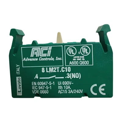 Advance Controls 8 LM2T.C10 Contact Block, IEC 947-5-1, AC15 3A/240V, 112441 - Image 1 of 4