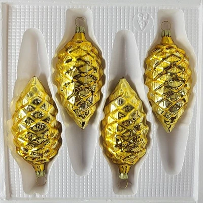 Lauschaer Glas Christbaumschmuck Tannenzapfen gold glanz mundgeblasen - Bild 1 von 4