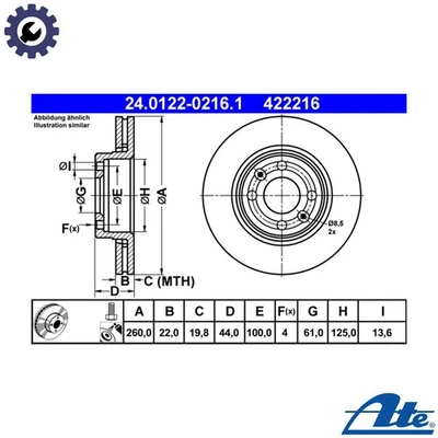 2x DISCO DE FRENO 24.0122-0216.1 PARA RENAULT CLIO/III/EURO/CAMPUS/Sportour/Furgoneta 1.5L Foto 1 de 4