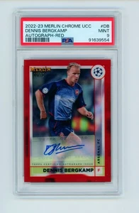 2022-23 Dennis Bergkamp Topps Merlin Chrome Red Arsenal Autographed 5/10 PSA 9 - Picture 1 of 3