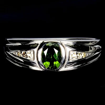 925纯银戒指椭圆形镀铬透镜6x4毫米蓝宝石宝石珠宝8 — 第 1/4 张图片