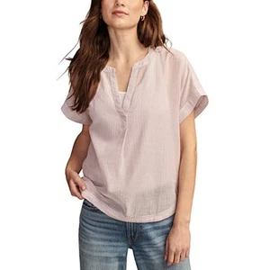 Lucky Brand Women's Cotton Striped Dolman Sleeve Top in Diffused Orchid, XXL - Picture 1 of 7