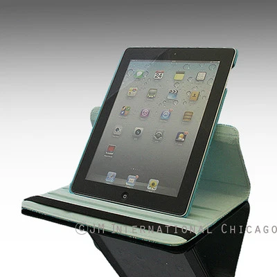 iPad 2 3 4 360 Rotating Swirl Rose Vines Flower Leather Case Cover Blue - Image 1 of 4