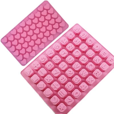 2pc Alphabet Letters Numbers Hearts Silicone Mould Chocolate Fondant Jelly Mold - Image 1 of 4