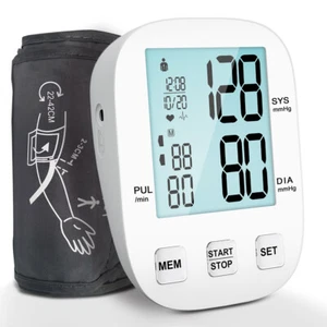 Automatic Blood Pressure Monitor Upper Arm BP Machine with Pulse Rate Backlit - Picture 1 of 9