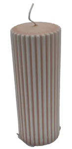 Kerze hellrosa weiß geriffelt H 14cm - Bild 1 von 2