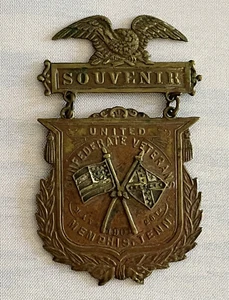 Antike Anstecknadel/Rückseite Souvenir der United Confederate Veterans Reunion, 1901 Bürgerkrieg - Bild 1 von 6