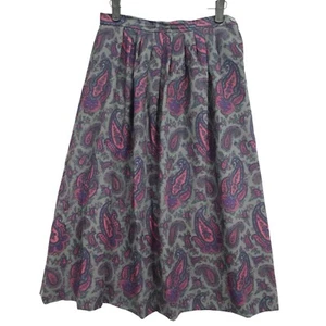 Alan Paine 100 % Wolle Plissee A-Linie Midirock Paisleymuster Gr. 10 adretter Herbst - Bild 1 von 6