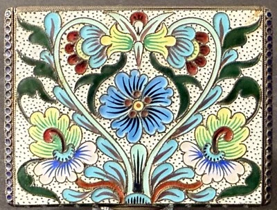 Antigua caja de cigarrillos imperial rusa 84 de plata esmaltada Foto 1 de 4