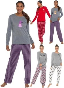 Damen Langer Schlafanzug Jersey Langarm Pyjama Set Loungewear Nachtwäsche Schlafanzug - Bild 1 von 25