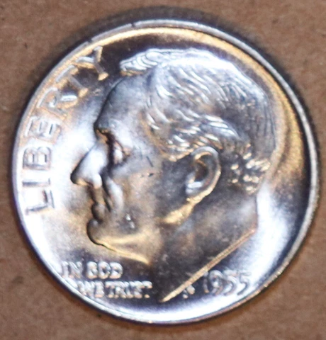 1955P Roosevelt Dime - BU - #3068B - Stock Photo - FREE SHIPPING Cover