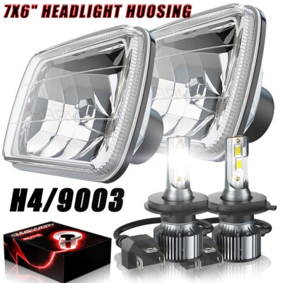 Faros de vidrio de haz sellado cuadrado de 7" para Nissan 240SX 1989-1994 bombillas H4 H6014 Foto 1 de 4
