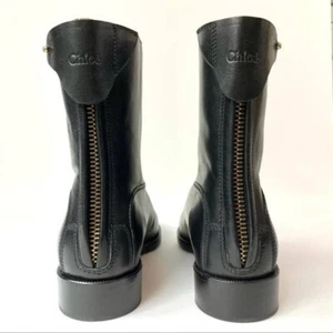 Authentic Chloe Chelsea Black Leather BackZip Classic Ankle Boot Bootie Sz 38.5 - Picture 1 of 23