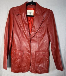 Chaqueta de cuero vintage Nordstrom Point Of View Shop para mujer marrón paquete talla 10 - Imagen 1 de 14