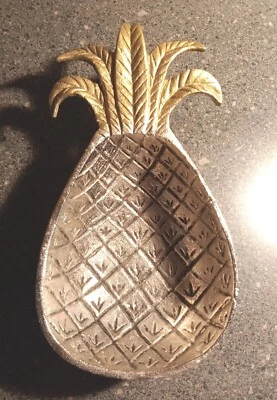 Mudpie Pineapple Pewter Metal Bowl Trinket Dish Gold Silver 4x8 - Image 1 of 4