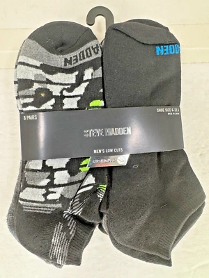 尺寸 6-12.5 男式 - Steve Madden 气垫船袜 8 对黑色灰色 — 第 1/4 张图片