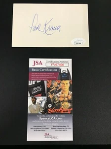 Paul Krause Redskins/Vikings JSA Certified Autograph 3x5 Index Card Signed! - Picture 1 of 5
